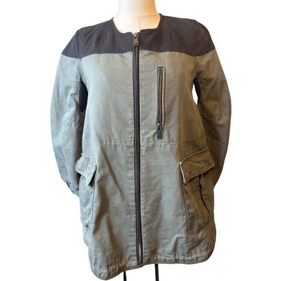 2/$30 Zara XS Two-Tone Olive Green & Black Zip-Up Jacket - Picture 11 of 16